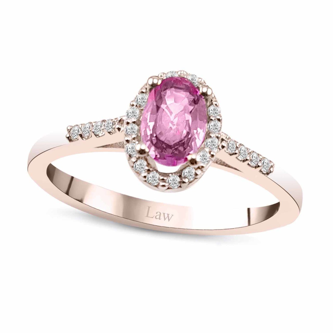 0,55 Karat Pırlanta Pink Safir Crispy Yüzük F Renk