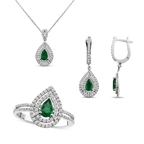 2.50 Karat Pırlantalı Zümrüt Set F-SI 14K