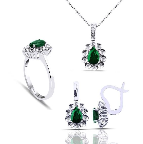 2.49 Karat Pırlantalı Zümrüt Set F-SI 14K