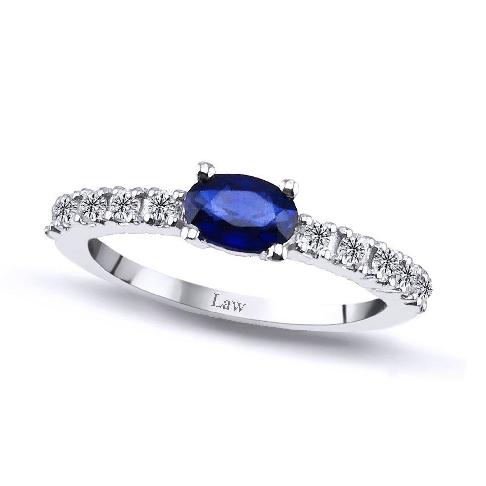 0,71 Karat Pırlantalı Safir Yüzük F Renk