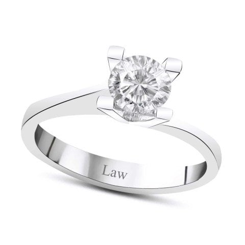 0,50 Karat Pırlanta Tektaş Yüzük F Renk