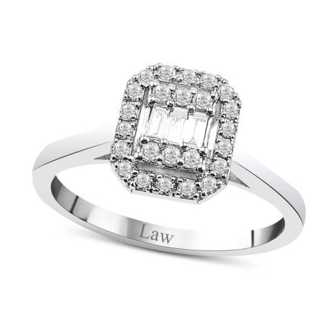 0,22 Karat Pırlanta Baget Yüzük E F Renk IDL Sertifika