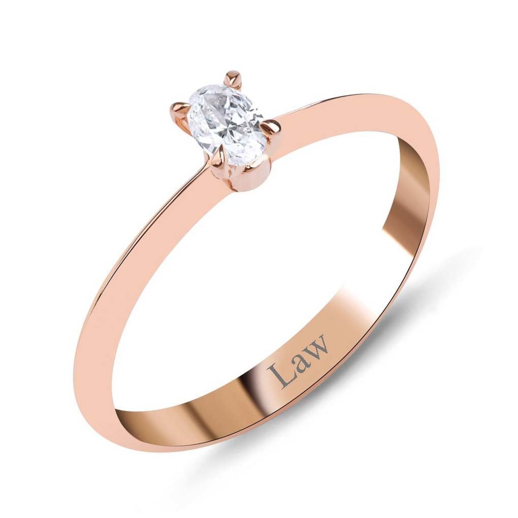 0,30 Karat Pırlanta Oval Tektaş Yüzük F-SI 14K - IDL Sertifikalı
