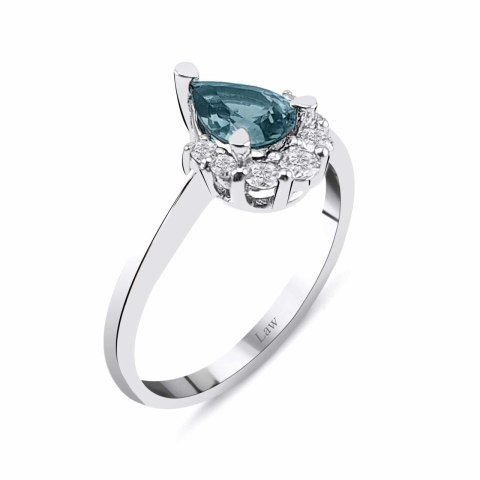 0,95 Karat Pırlanta Blue Safir Crispy Yüzük F Renk