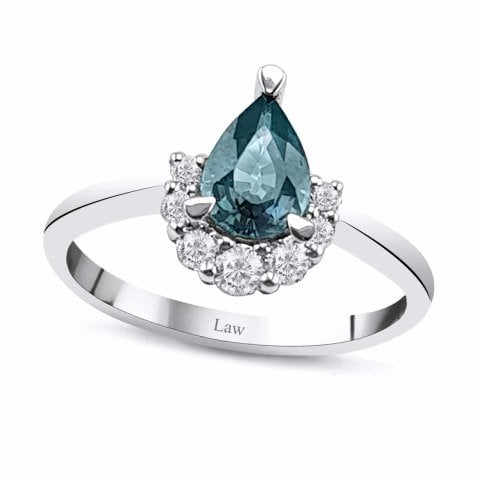 0,95 Karat Pırlanta Blue Safir Crispy Yüzük F Renk