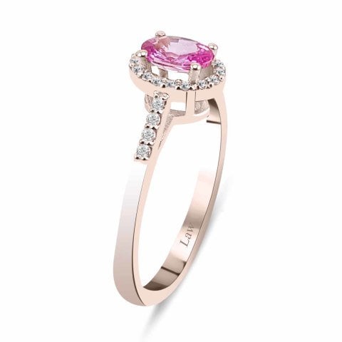 0,55 Karat Pırlanta Pink Safir Crispy Yüzük F Renk