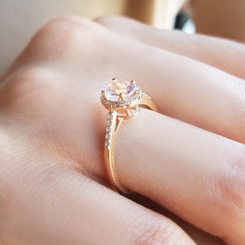 0,83 Karat Pırlanta Morganite Crispy Yüzük F Renk
