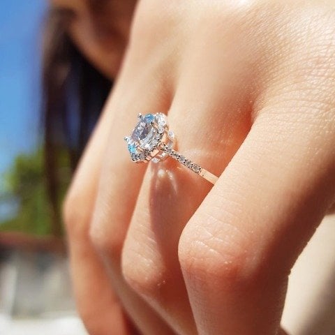 0,84 Karat Pırlanta Aquamarine Crispy Yüzük F Renk