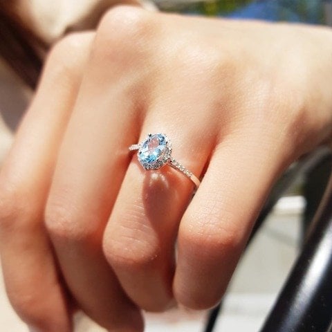 0,84 Karat Pırlanta Aquamarine Crispy Yüzük F Renk