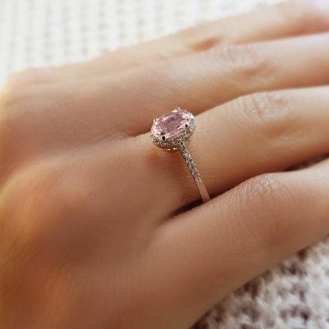 0,80 Karat Pırlanta Morganite Crispy Yüzük F Renk