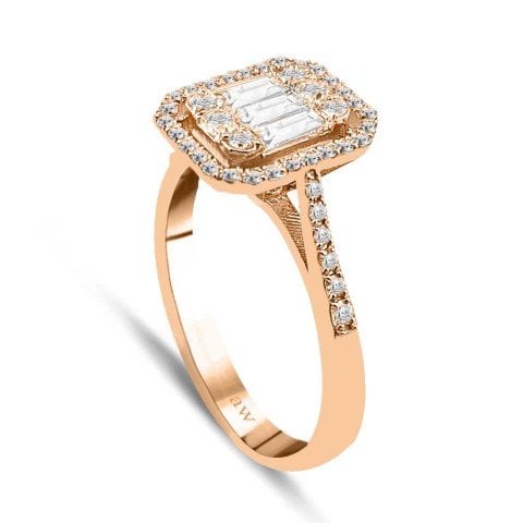 0,60 Karat Pırlanta Baget Yüzük E-F Renk