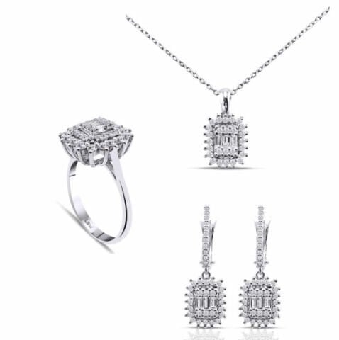 1.75 Karat Pırlanta Baget 3'lü Set E/F Renk 14K