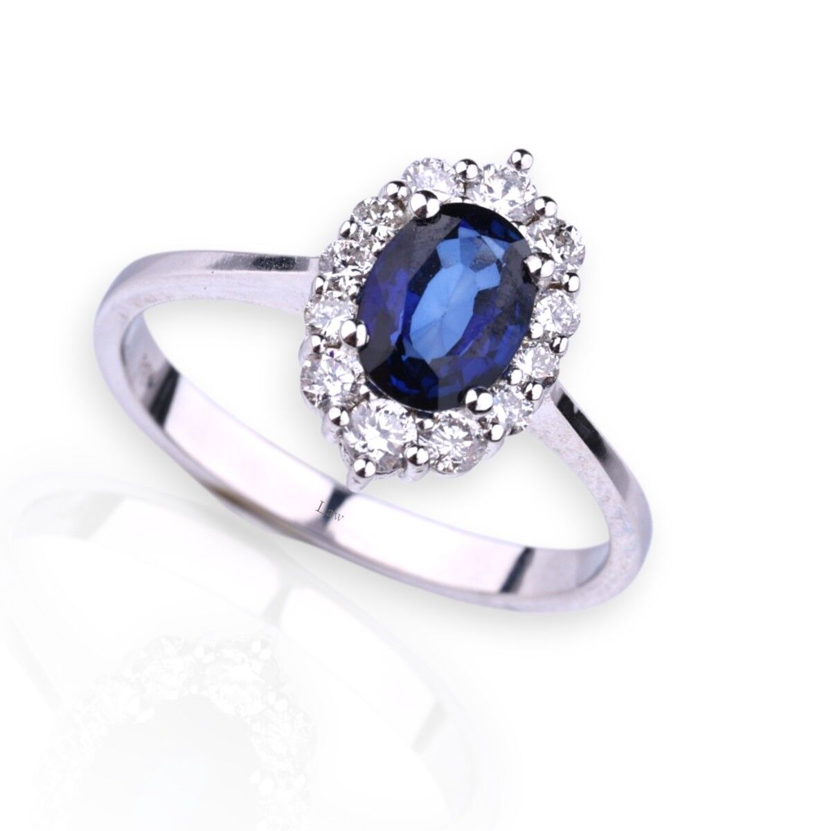 1,38 Karat Pırlantalı Safir Yüzük E F Renk