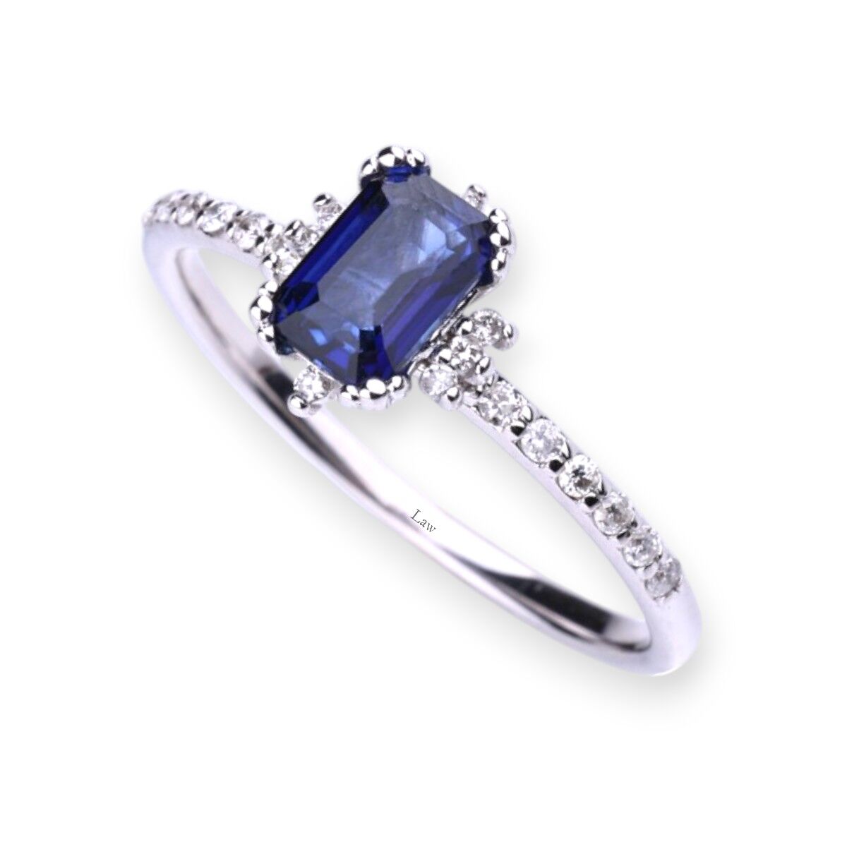 0,96 Karat Pırlantalı Safir Yüzük E F Renk