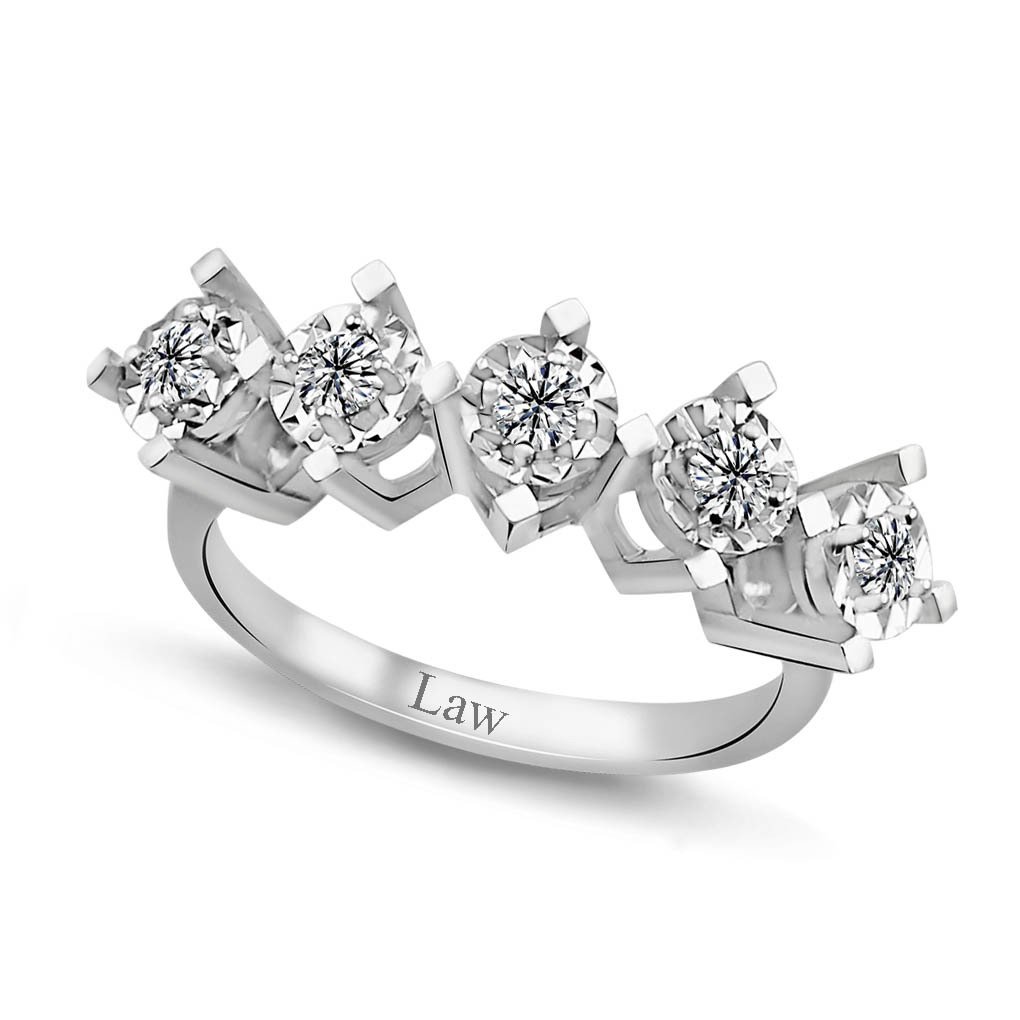 1,50 Karat Görünümlü Pırlanta Beştaş Yüzük F Renk