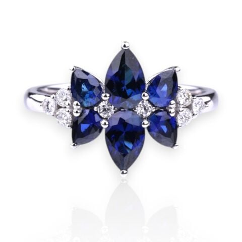 1,92 Karat Pırlantalı Safir Yüzük E F Renk