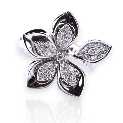 0,43 Karat Pırlanta Tasarım Çiçek Yüzük