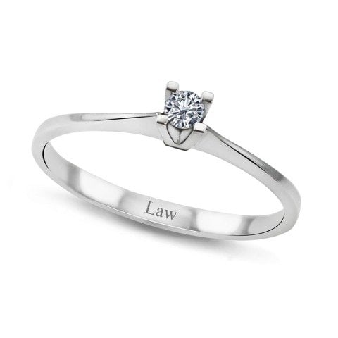 0,15 Karat Pırlanta Tektaş Yüzük F Renk