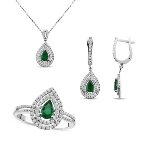 2.50 Karat Pırlantalı Zümrüt Set F-SI 14K