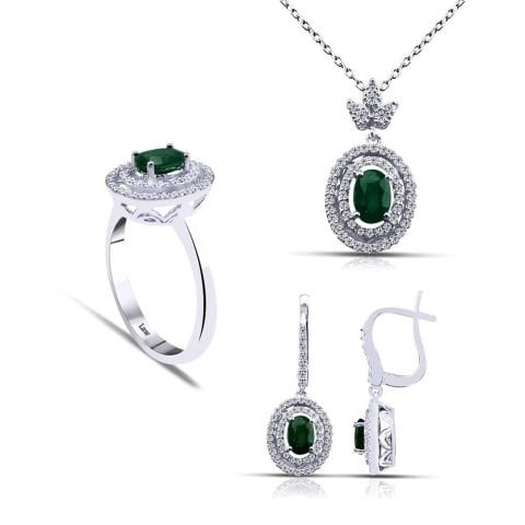2.66 Karat Pırlantalı Zümrüt Set F-SI 14K