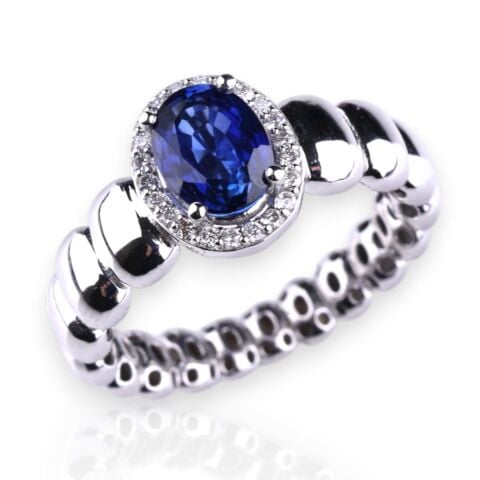 1,79 Karat Pırlantalı Safir Yüzük E F Renk IDL Sertifika