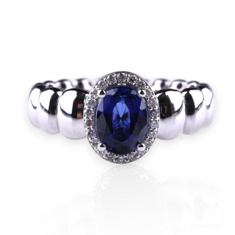 1,79 Karat Pırlantalı Safir Yüzük E F Renk IDL Sertifika