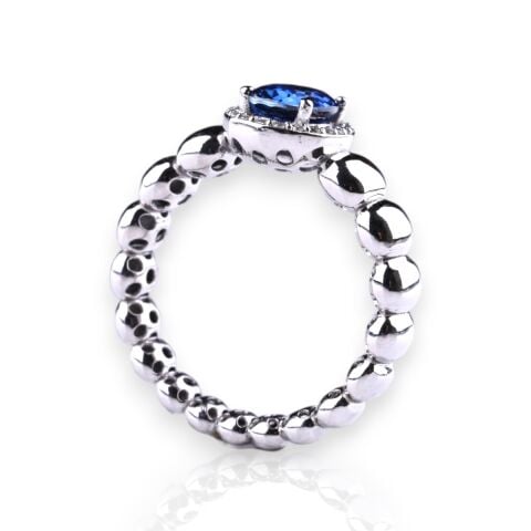 1,79 Karat Pırlantalı Safir Yüzük E F Renk IDL Sertifika