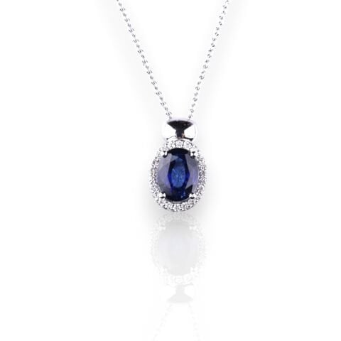 1,78 Karat Pırlantalı Safir  Kolye F Renk
