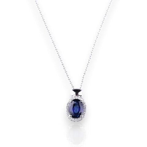 1,78 Karat Pırlantalı Safir  Kolye F Renk