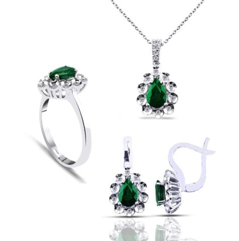 2.49 Karat Pırlantalı Zümrüt Set F-SI 14K
