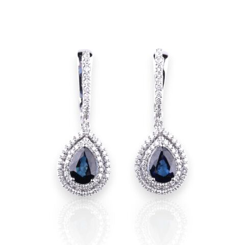 2,73 Karat Pırlantalı Safir Küpe F Renk