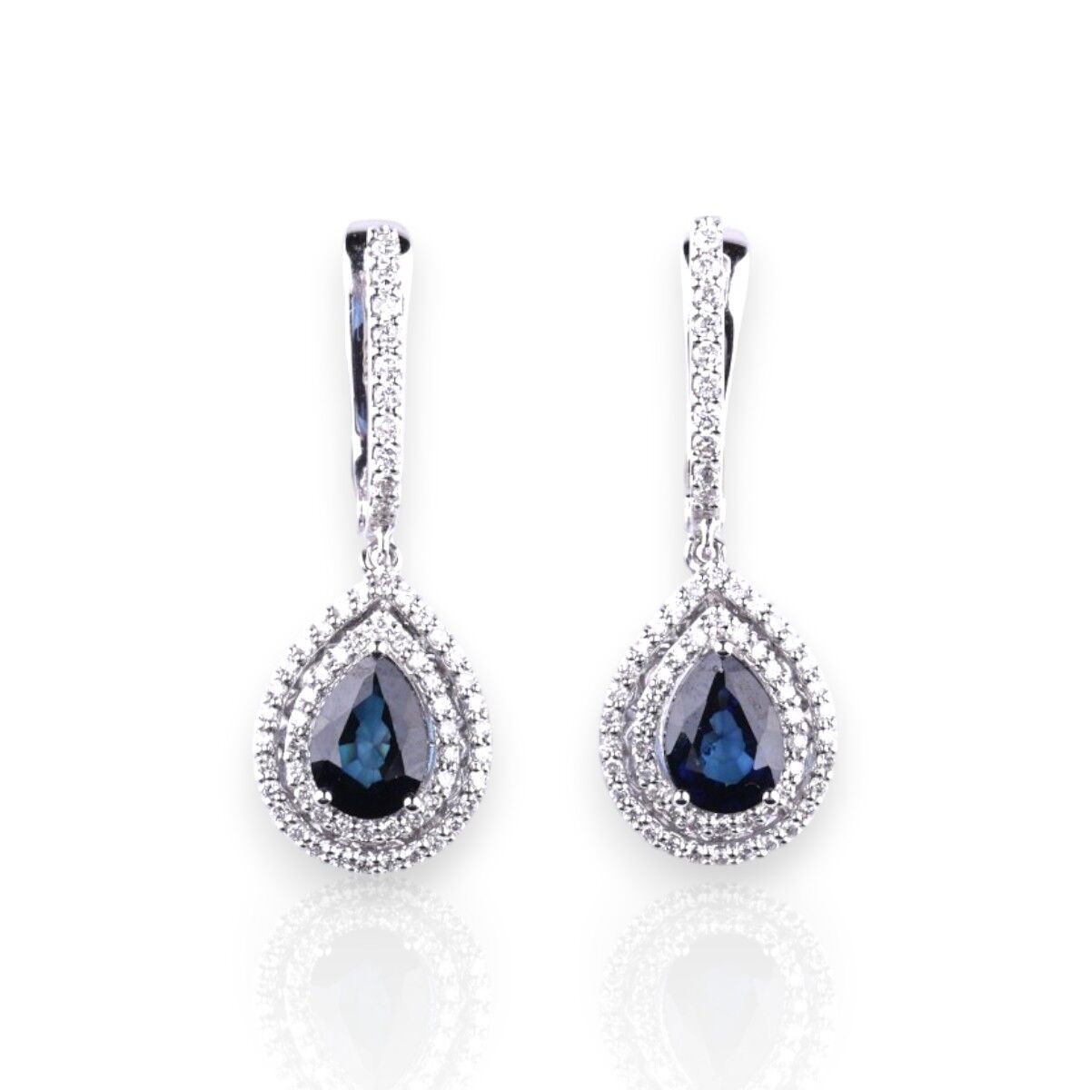 2,73 Karat Pırlantalı Safir Küpe F Renk