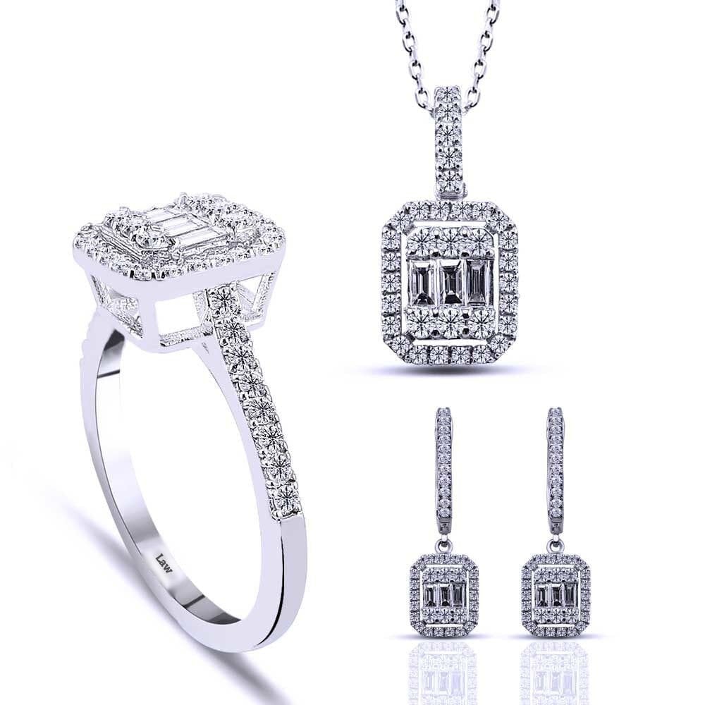 1.60 Karat Pırlanta Baget Set E/F Renk