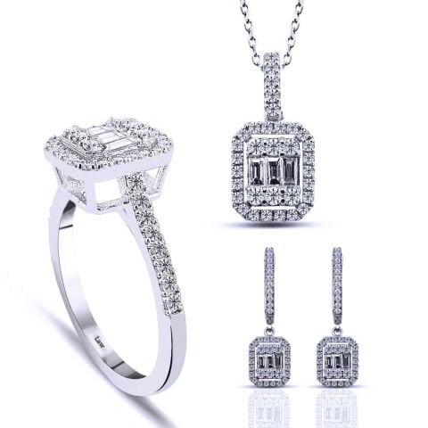 1.60 Karat Pırlanta Baget Set E/F Renk