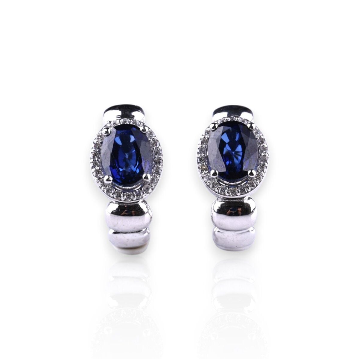 3,57 Karat Pırlantalı Safir Küpe F Renk