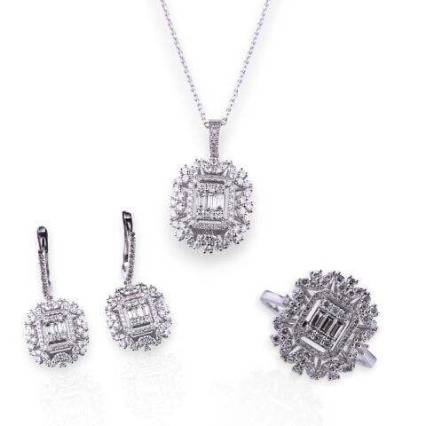 1.75 Karat Pırlanta Baget 3'lü Set E F Renk