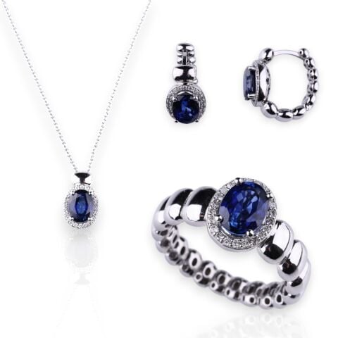 8.91 Karat Pırlantalı Safir Set F Renk
