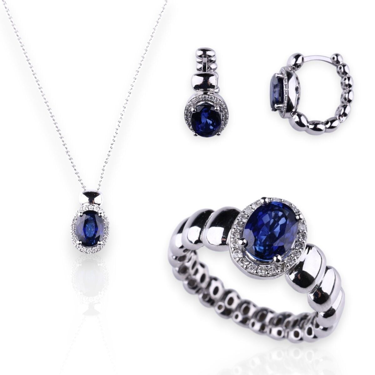 8.91 Karat Pırlantalı Safir Set F Renk