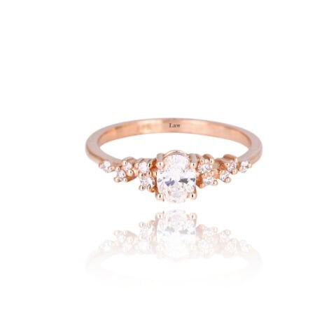 0,50 Karat Vintage Oval Pırlanta Yüzük IDL Uluslararası Sertifika