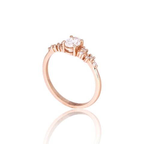 0,55 Karat Vintage Oval Pırlanta Yüzük IDL Uluslararası Sertifika