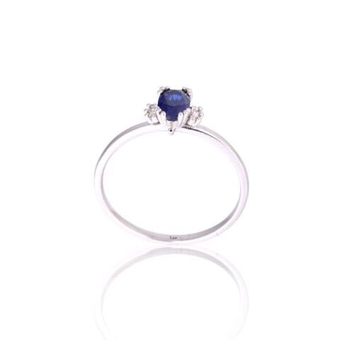 0,55 Karat Minimal Pırlanta Safir Yüzük E F Renk IDL Uluslararası Sertifika