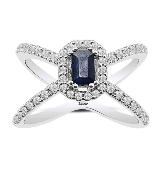 0,77 Karat Pırlantalı Safir Yüzük F Renk