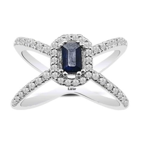 0,77 Karat Pırlantalı Safir Yüzük F Renk
