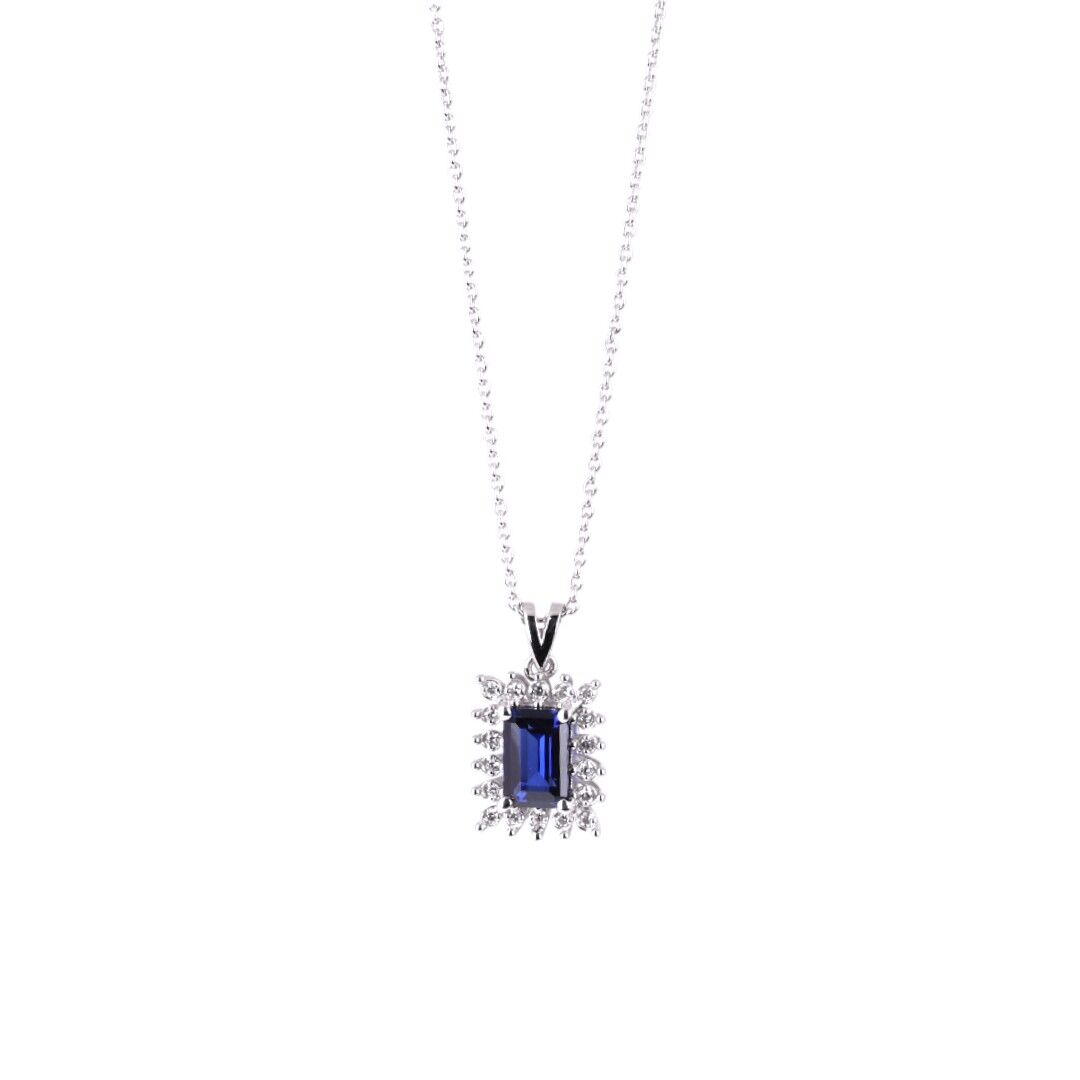 0,76 Karat Pırlantalı Safir Kolye