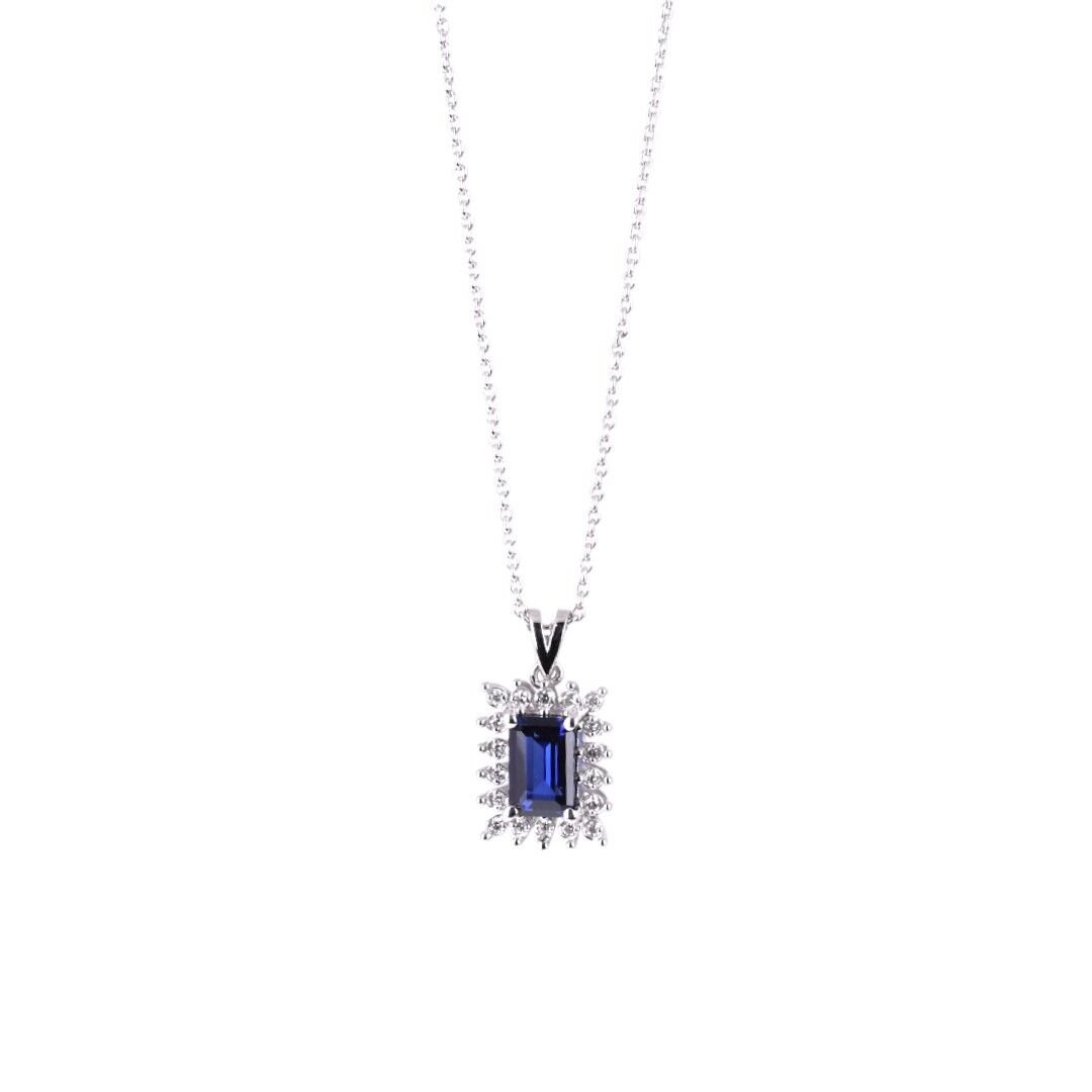 0,76 Karat Pırlantalı Safir Kolye