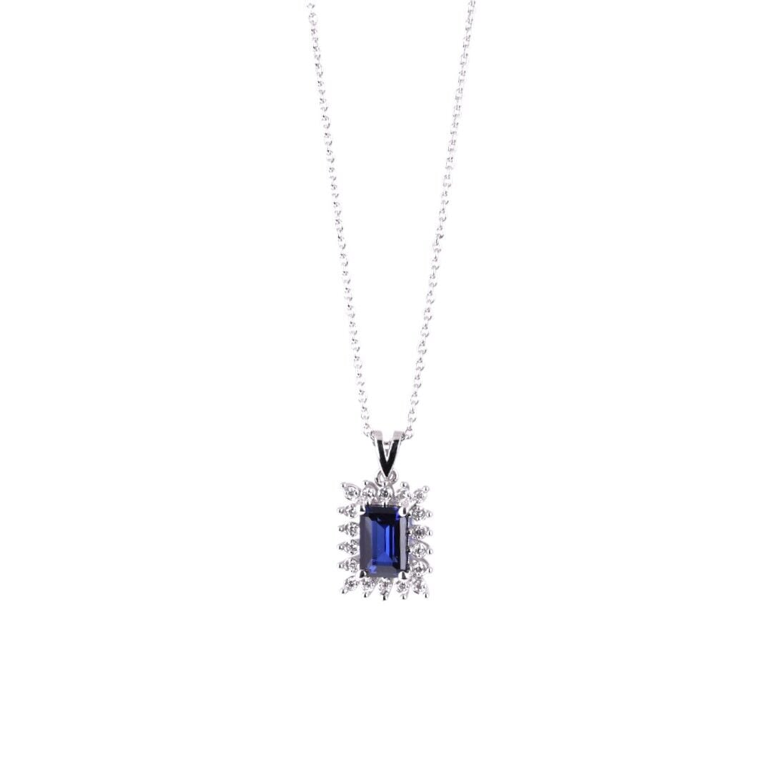0,76 Karat Pırlantalı Safir Kolye