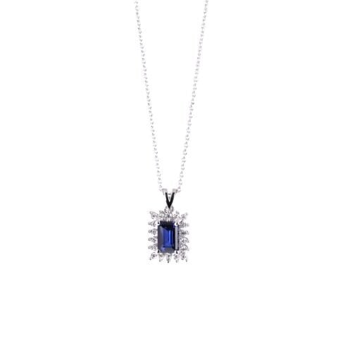 0,76 Karat Pırlantalı Safir Kolye