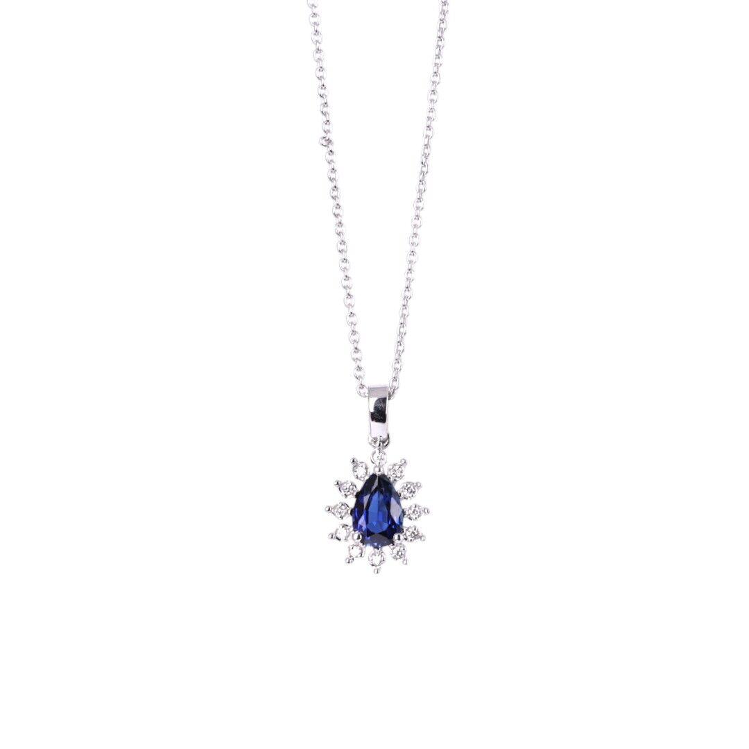 0,57 Karat Pırlantalı Safir Kolye