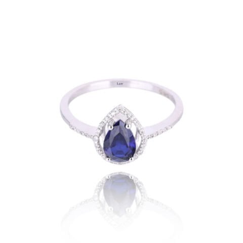 1,00 Karat Minimal Pırlanta Safir Yüzük E F Renk