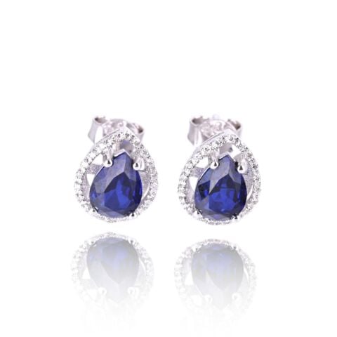 1,94 Karat Pırlantalı Safir Küpe F Renk